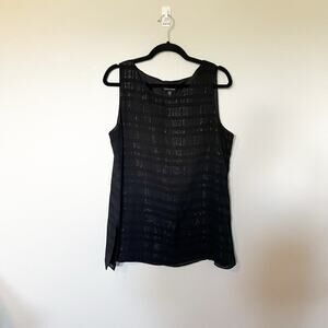 Eileen fisher Sheer Silk Glimmer Ballet Neck sleeveless tank women’s size medium